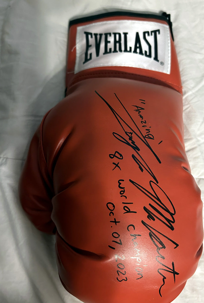 One (1) Autographed Boxing Glove - "Amazing" Layla McCarter - Eight-time World Champion