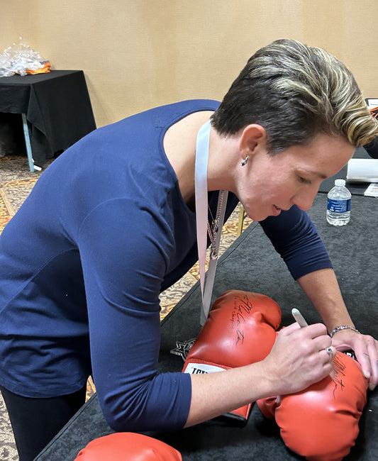 One (1) Autographed Boxing Glove - "Amazing" Layla McCarter - Eight-time World Champion