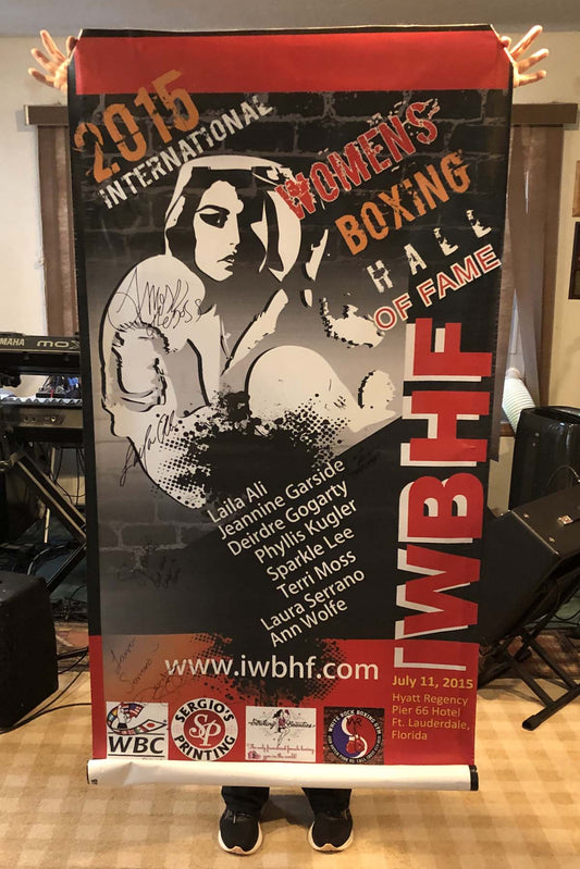 2015 IWBHF 7' Banner for Gyms - Autographed by Laila Ali, Gogarty, Garside, and more