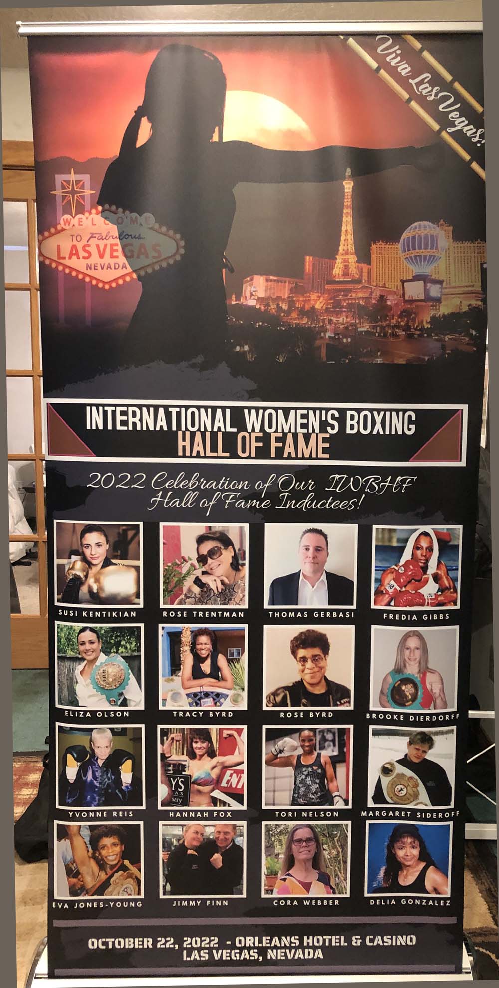 One) 1 7' foot Retractable Banner that featured the 2022 IWBHF Inductees