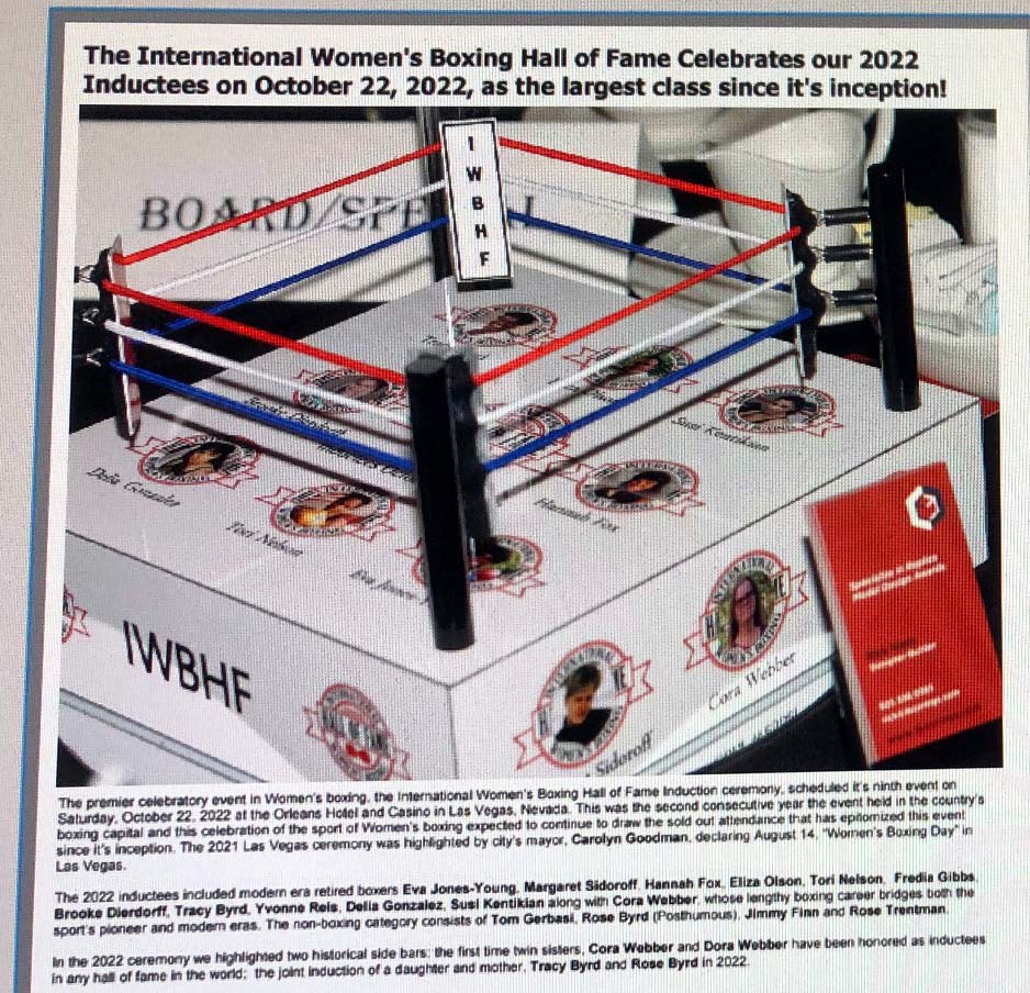 10-Year International Women's Boxing Hall of Fame Hard-copy book - By Sue TL Fox