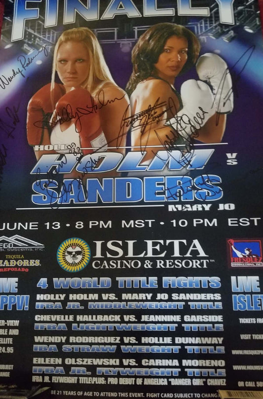 Poster - Historic - Holly Holm vs. Mary Jo Sanders (all female boxers on card autographed)