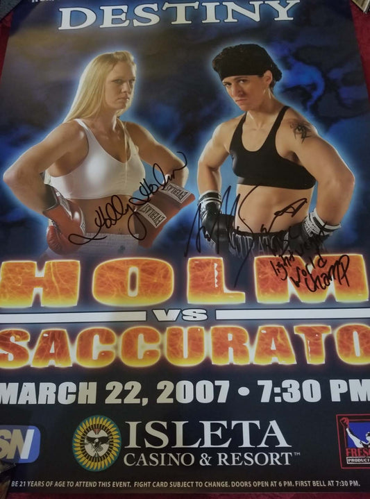 Poster - Holly Holm vs. Ann Marie Saccurato - Autographed by both Holm / Saccurato