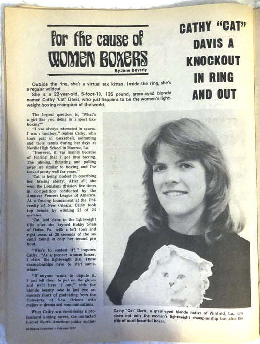 Boxing Illustrated Magazine-February 1977 - Cathy "Cat" Davis Article