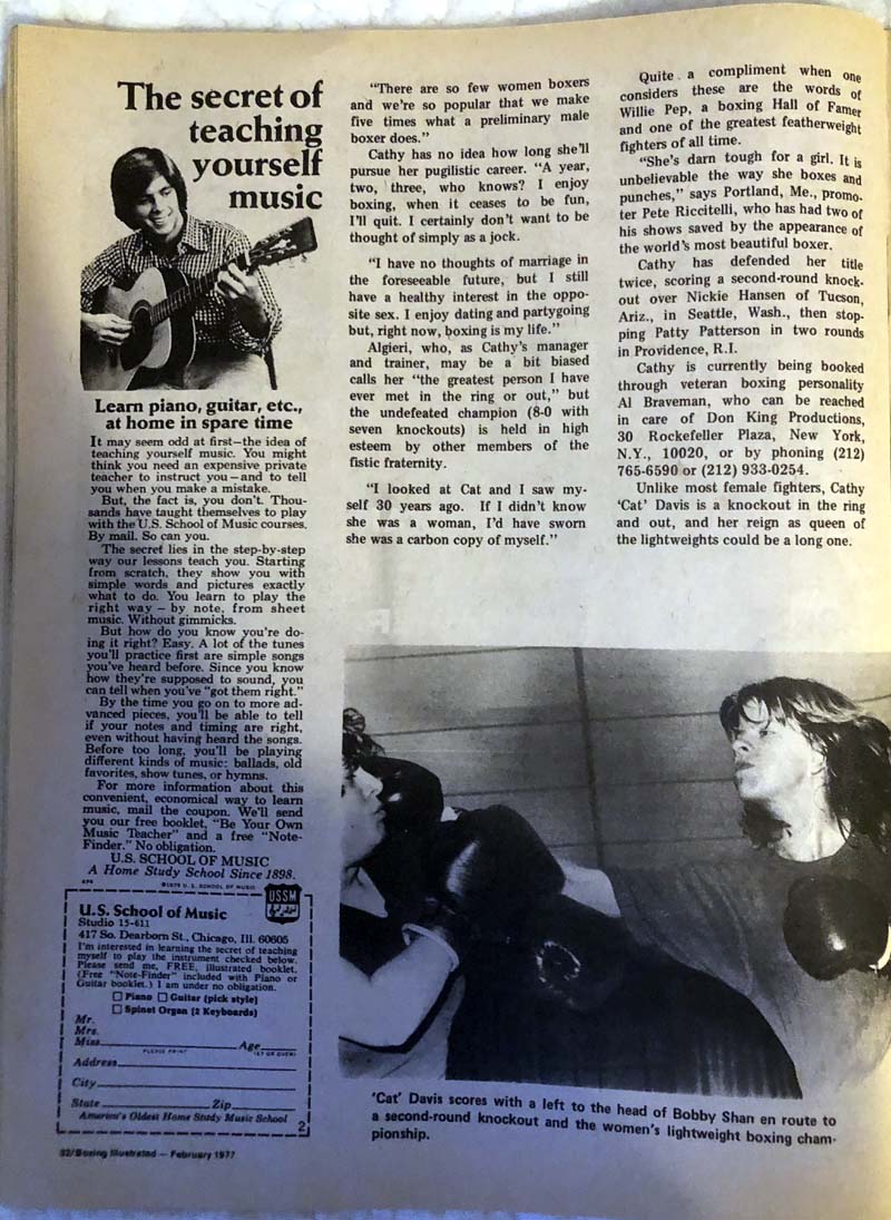 Boxing Illustrated Magazine-February 1977 - Cathy "Cat" Davis Article