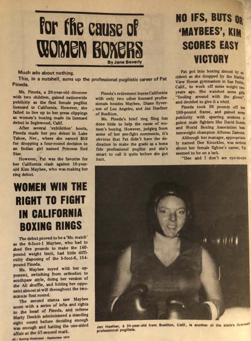 Boxing Illustrated Magazine - September 1976 Article /Women Win the Right to Fight Pro