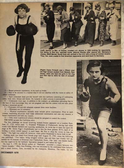 The Ring Magazine - December 1976 - Historical Women's Boxing Article